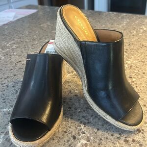 Coach Gayle Semi-matte Calf Wedges, Women’s size 8, Black, NIB